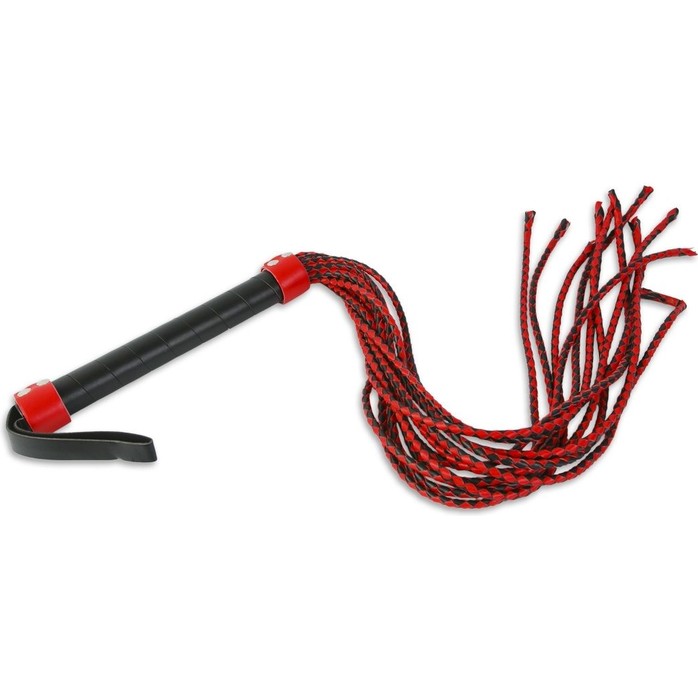 Красно-чёрная плеть-многохвостка с гладкой рукоятью - 77 см. Фотография 2.