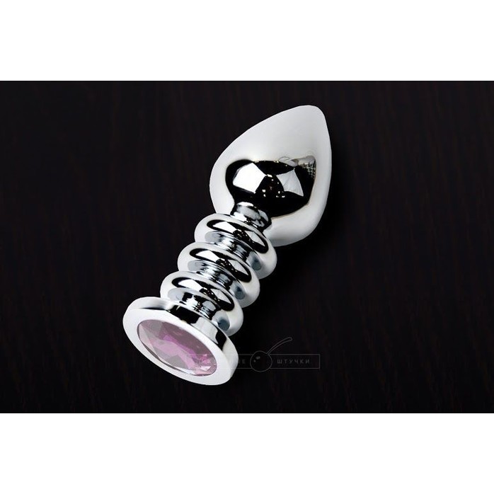 Большая анальная пробка с розовым кристаллом - 10 см