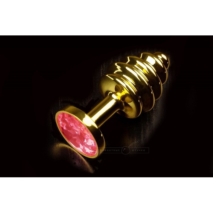 Маленькая золотистая витая пробка с рубиновым кристаллом - 7,5 см