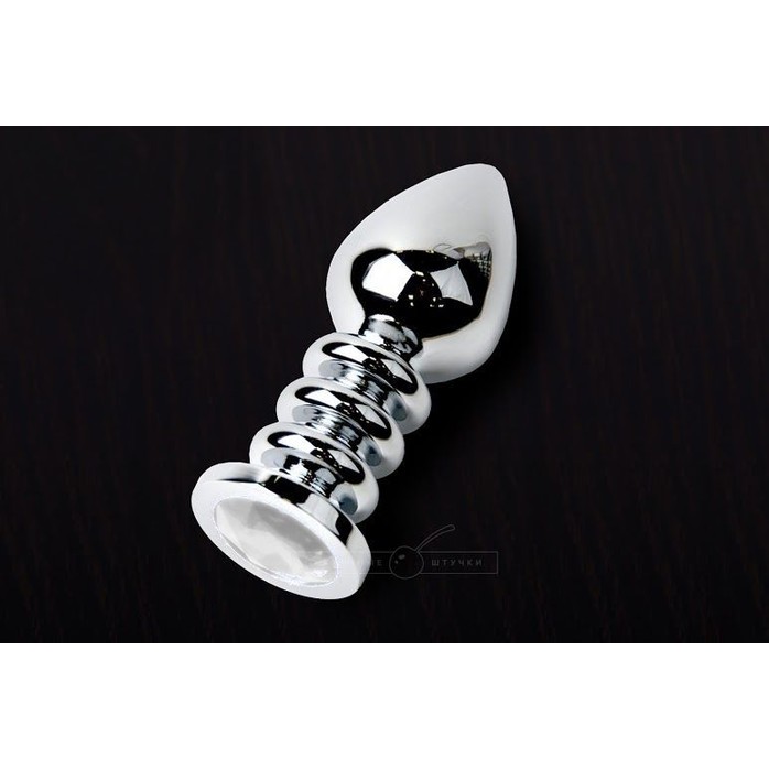 Большая анальная пробка с прозрачным кристаллом - 10 см