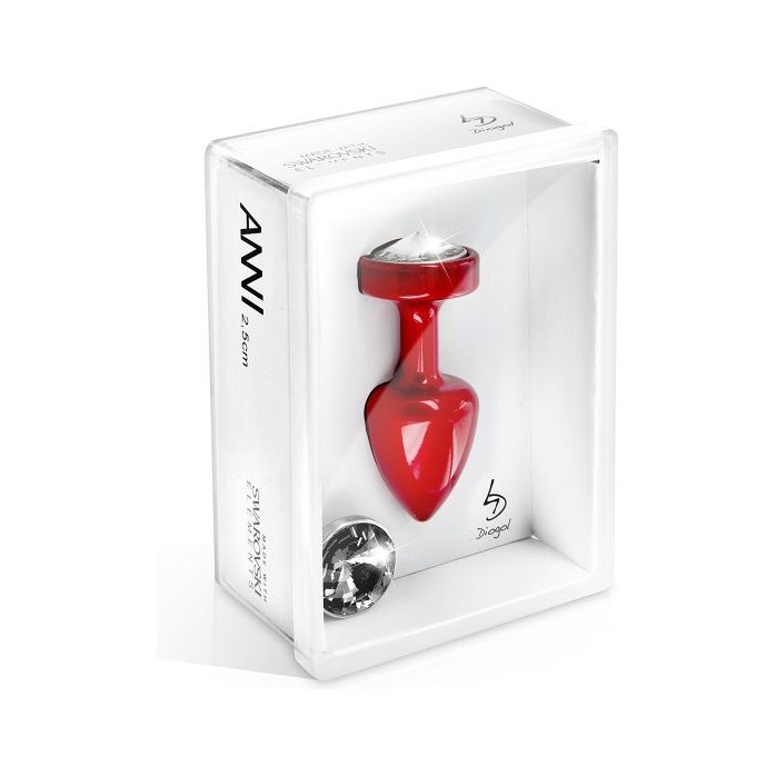 Красная анальная пробка с 2 сменными кристаллами Anni Magnet T3 Red Cristal/black - 9 см