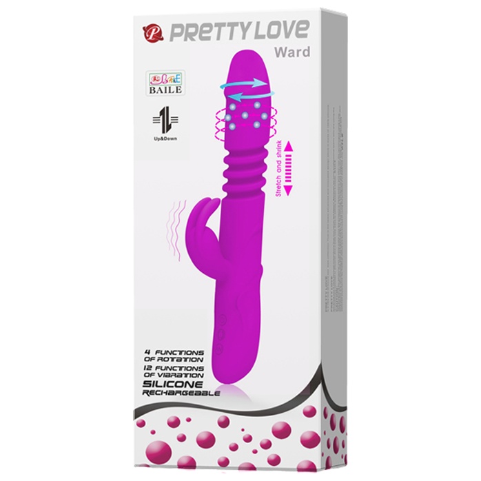 Вибратор с поступательным движением и ротацией Ward - 27 см - Pretty Love. Фотография 6.