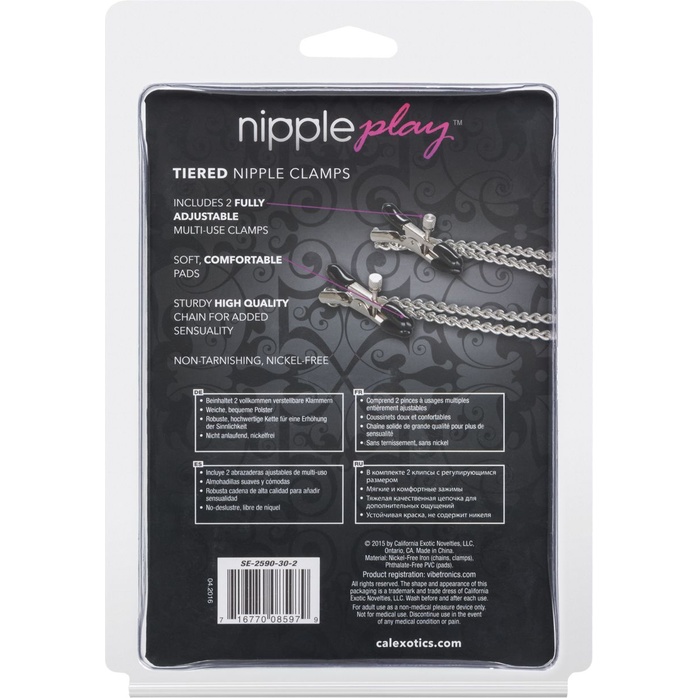 Зажимы на соски с цепочкой Tiered Nipple Clamps - Nipple Play. Фотография 3.