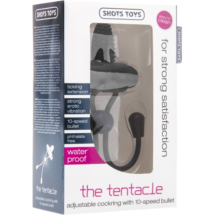 Утягивающее лассо черного цвета Tentacle Cockring - Shots Toys. Фотография 2.