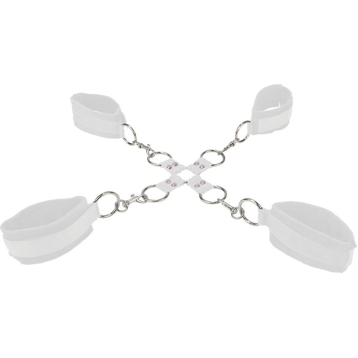 Белый комплект оков Velcro hand and leg cuffs - Ouch!