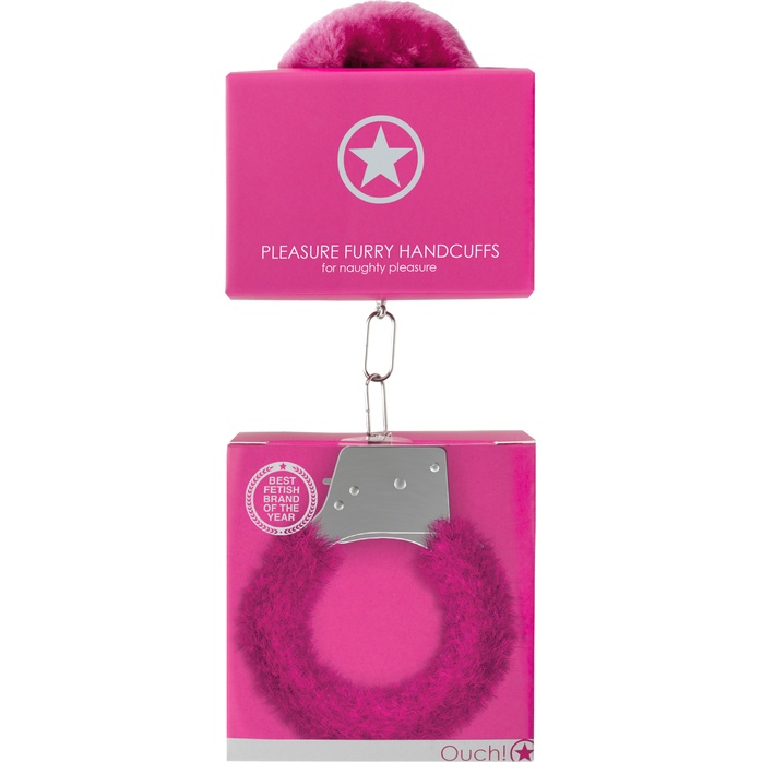 Розовые пушистые наручники OUCH! Pink - Ouch!. Фотография 4.