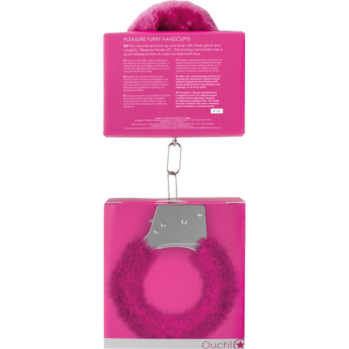 Розовые пушистые наручники OUCH! Pink - Ouch!. Фотография 5.