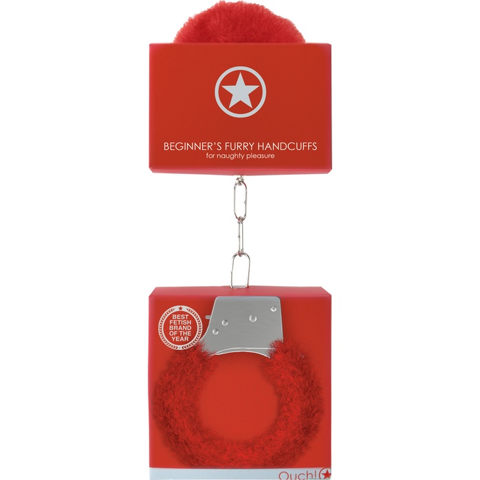 Пушистые красные наручники OUCH! Red - Ouch!. Фотография 5.