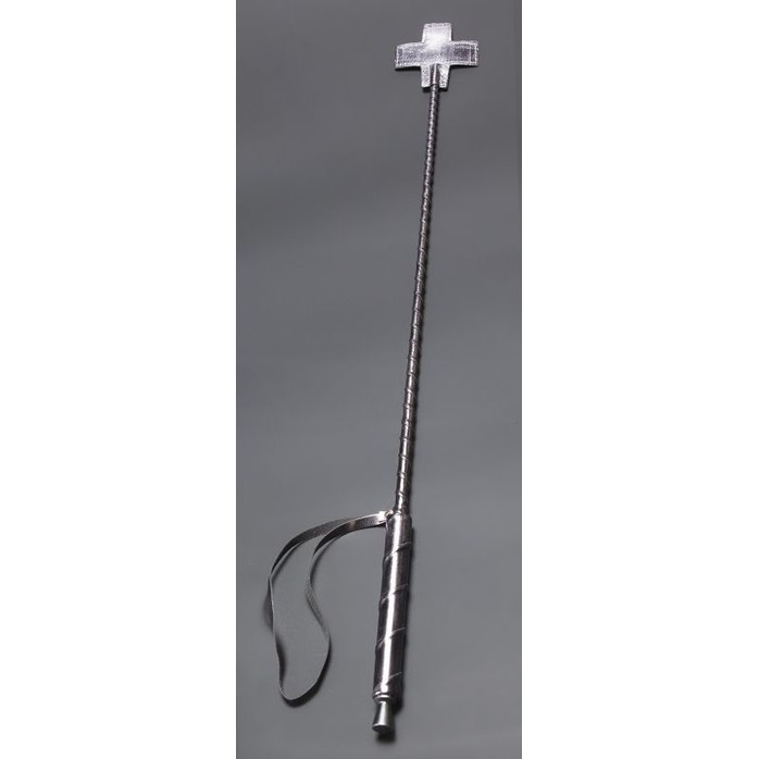 Бронзовый стек с наконечником-крестом из искусственной кожи - 70 см - BDSM accessories