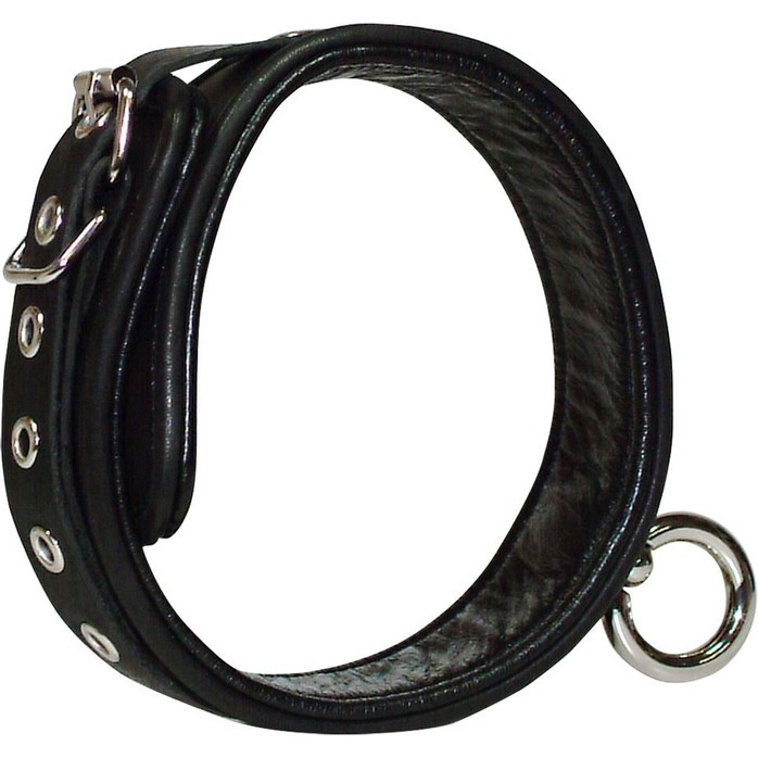 Кожаный черный ошейник с кольцом Leder Halsfessel - Zado