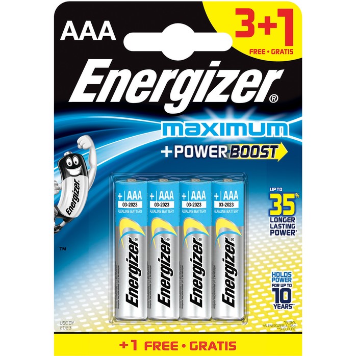 Батарейки Energizer MAX типа E92/AAA - 4 шт. (3 1 в подарок)