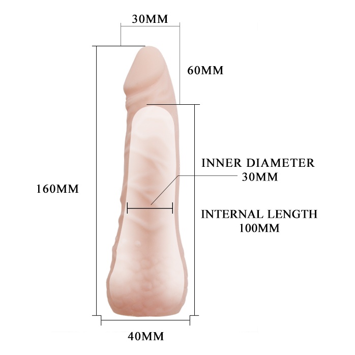 Удлиняющая насадка на пенис с расширением в основании - 18 см. Фотография 4.