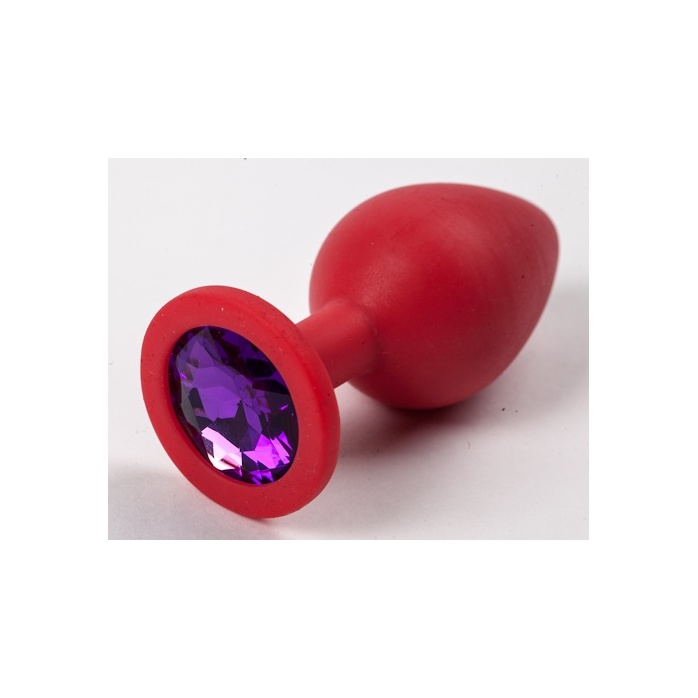 Красная силиконовая пробка с фиолетовым кристаллом - 9,5 см