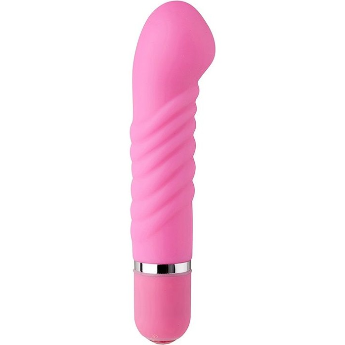 Розовый мини-вибратор с увеличенной головкой и рёбрами NEON FANTASY STICK PINK - 11 см - Neon