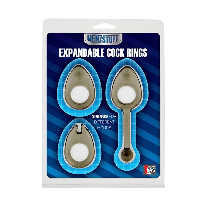 Набор из 3 дымчатых эрекционных колец MENZSTUFF EXPANDABLE COCKRING SET - MenzStuff. Фотография 2.