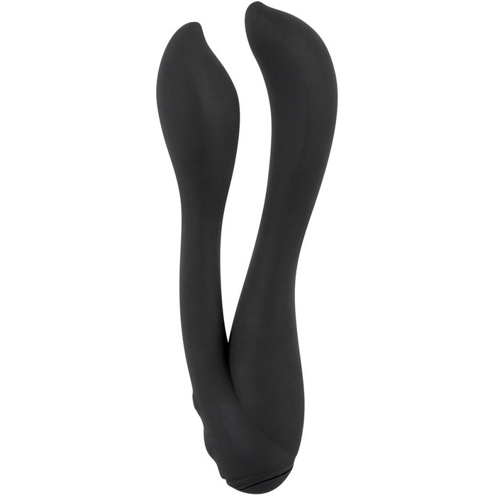Черный анально-вагинальный вибратор - 17 см