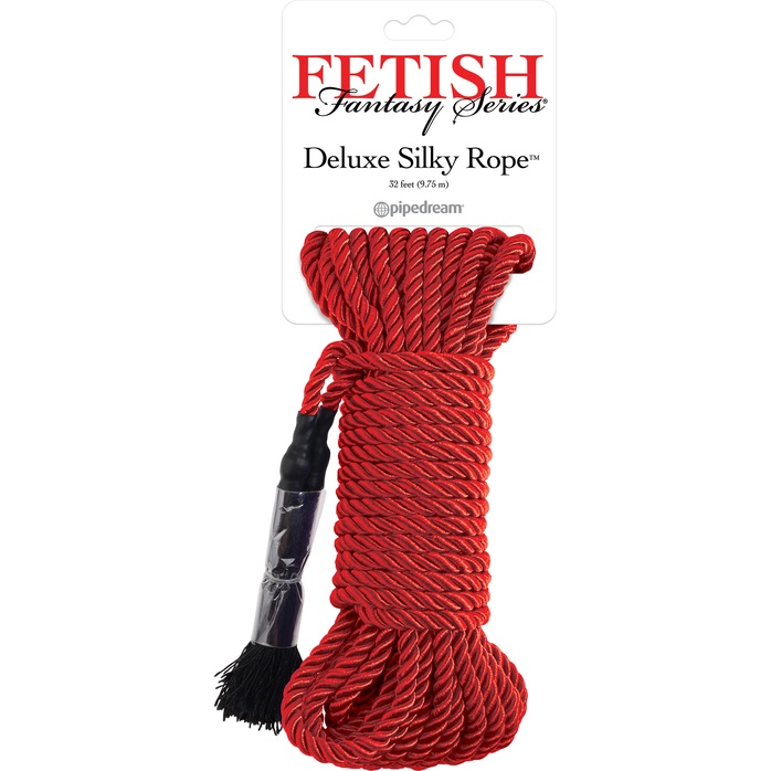 Красная веревка для фиксации Deluxe Silky Rope - 9,75 м - Fetish Fantasy Series