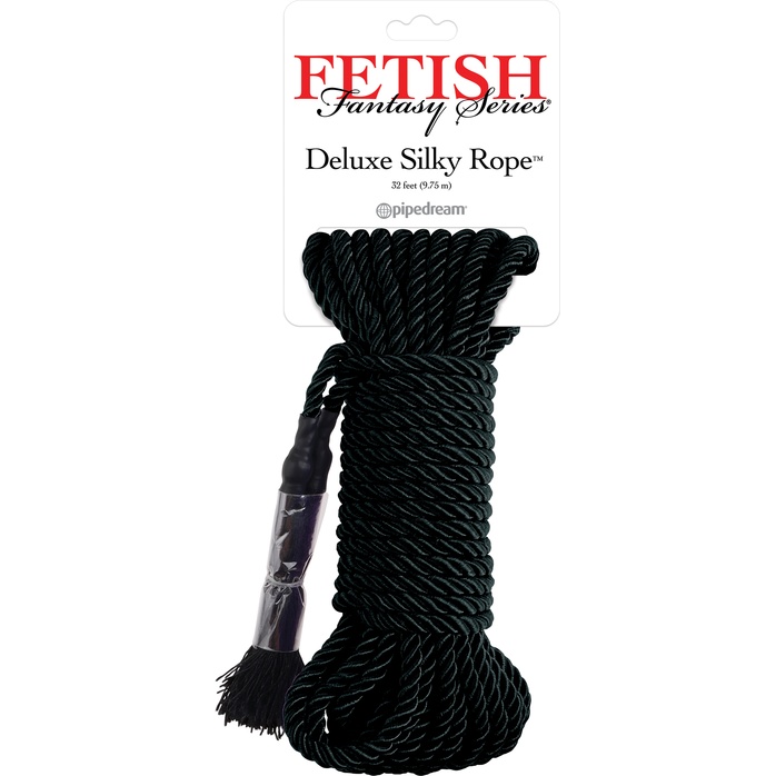 Черная веревка для фиксации Deluxe Silky Rope - 9,75 м - Fetish Fantasy Series