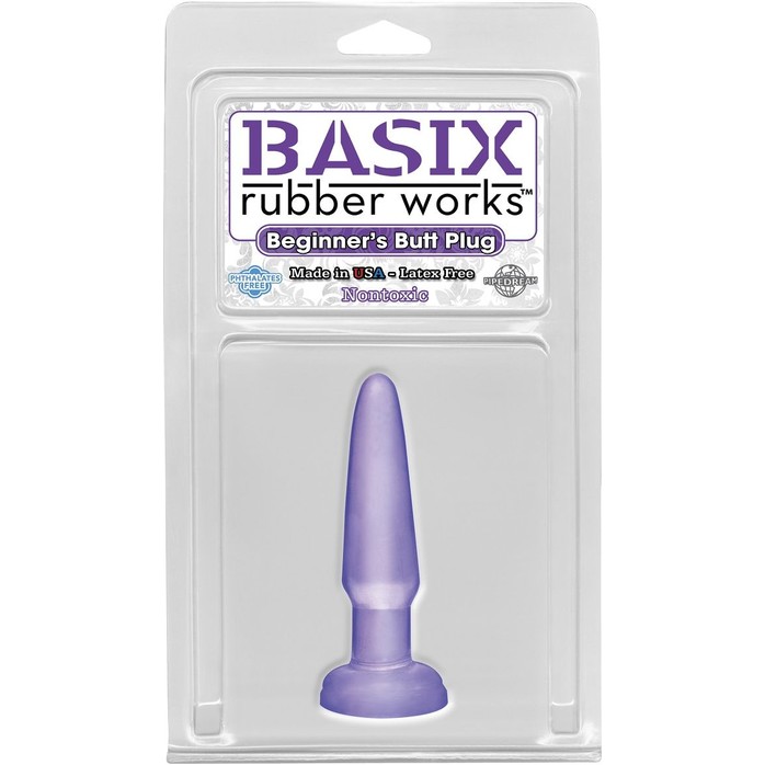 Фиолетовая анальная пробка Beginners Butt Plug - 10,9 см - Basix Rubber Works. Фотография 2.