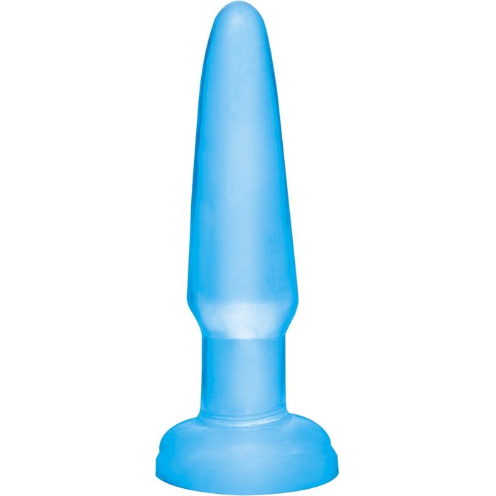 Голубая анальная пробка Beginners Butt Plug - 10,9 см - Basix Rubber Works