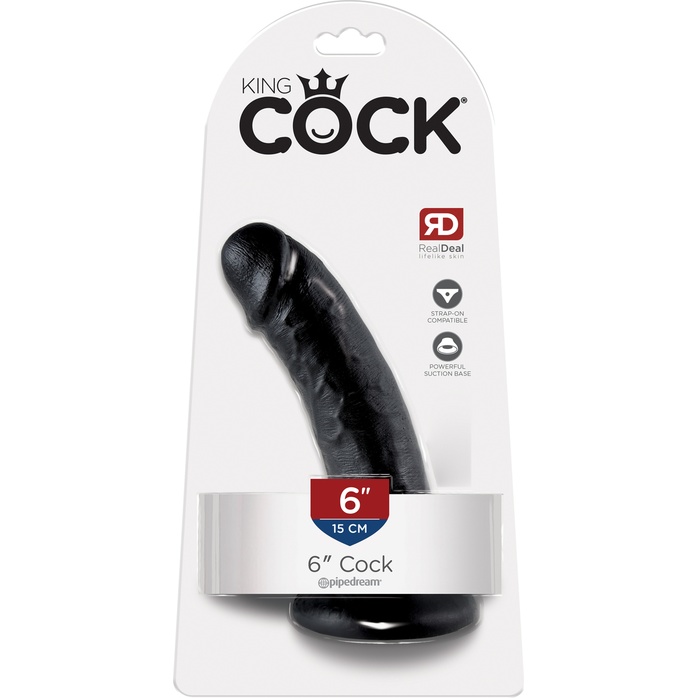 Чёрный фаллоимитатор с присоской 6 Cock - 15,2 см - King Cock. Фотография 5.