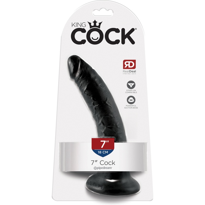 Чёрный фаллоимитатор с присоской 7 Cock - 17,8 см - King Cock. Фотография 3.