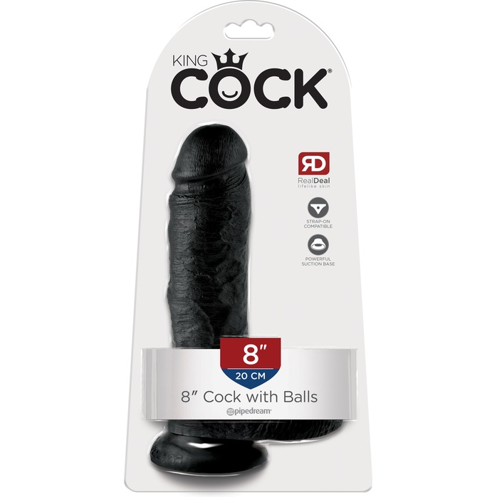 Чёрный фаллоимитатор 8 Cock with Balls - 21,3 см - King Cock. Фотография 4.