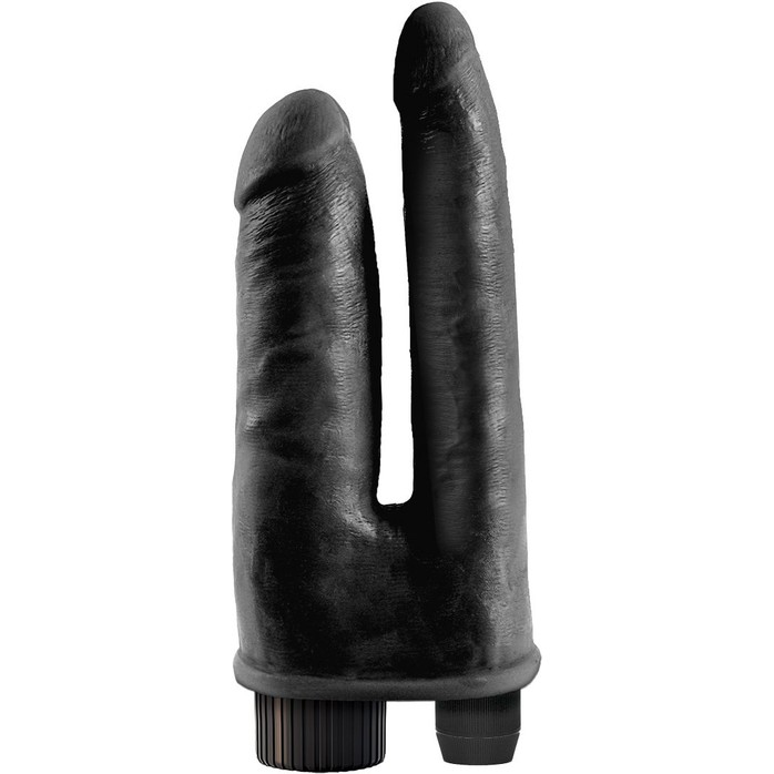 Двойной чёрный вибратор со съемной присоской Double Vibrating Double Penetrator - 20,3 см - King Cock. Фотография 2.