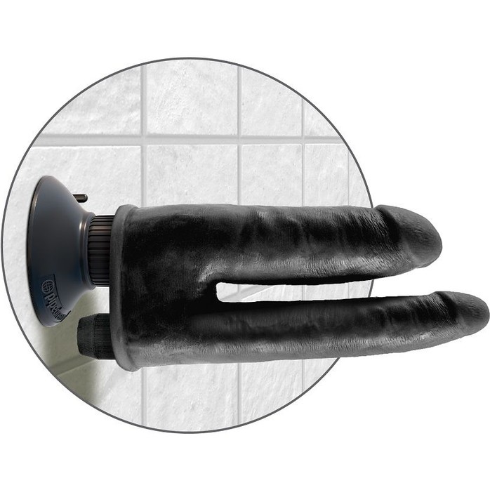Двойной чёрный вибратор со съемной присоской Double Vibrating Double Penetrator - 20,3 см - King Cock. Фотография 5.
