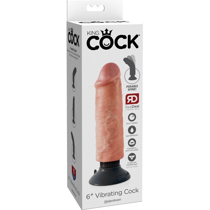 Вибромассажер-реалистик 6 Vibrating Cock - 17,8 см - King Cock. Фотография 8.