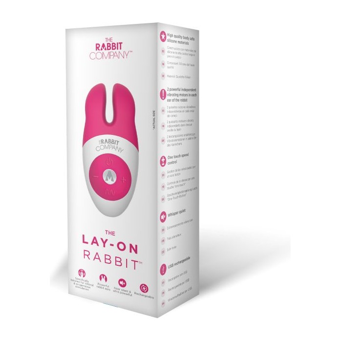 Розовый вибростимулятор с ушками The Lay-on Rabbit. Фотография 5.
