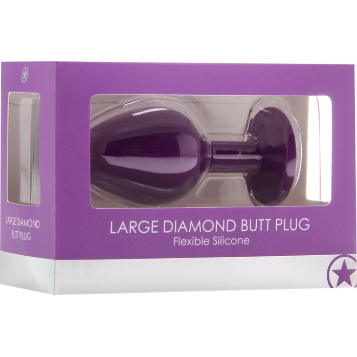 Большая фиолетовая анальная пробка OUCH! Large Diamond Butt Plug с кристаллом - 8 см - Ouch!. Фотография 2.