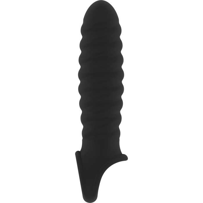 Чёрная ребристая насадка Stretchy Penis Extension No.32 - Sono. Фотография 2.