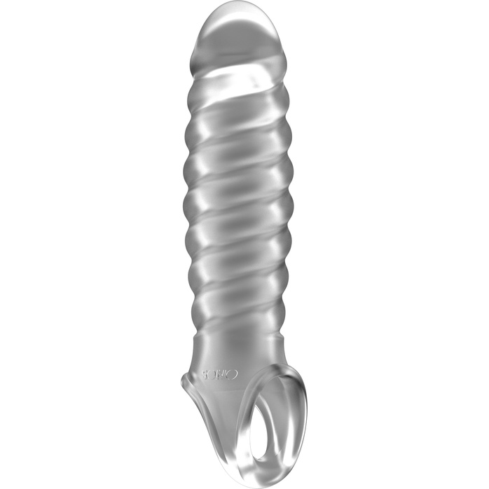 Прозрачная ребристая насадка Stretchy Penis Extension No.32 - Sono