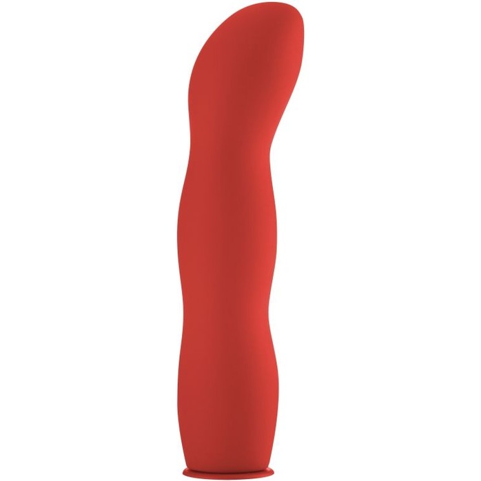 Красный страпон Deluxe Silicone Strap On 10 Inch с волнистой насадкой - 25,5 см - Ouch!. Фотография 2.