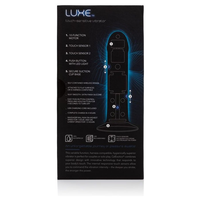 Перезаряжаемый телесный вибратор на присоске LUXE Touch-Sensitive Vibrator - 16,5 см - Luxe. Фотография 5.