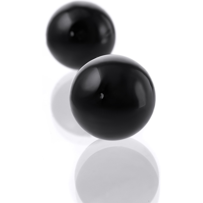 Чёрные гладкие вагинальные шарики из стекла - Sexus Glass. Фотография 5.