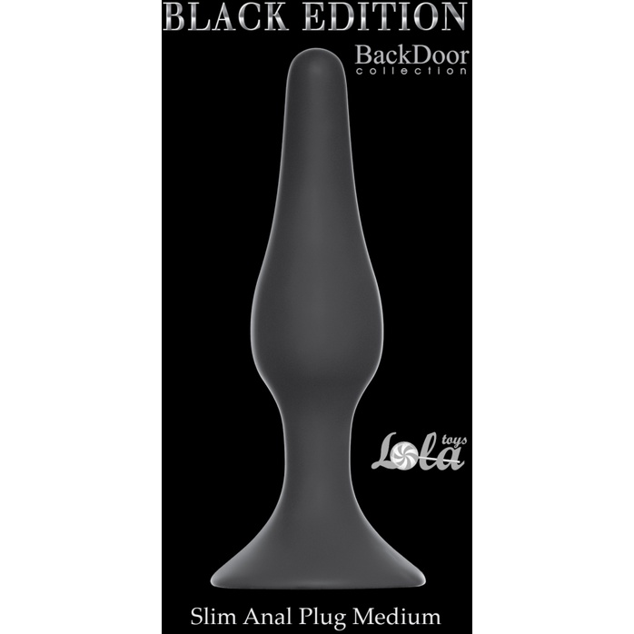 Чёрная анальная пробка Slim Anal Plug Medium - 11,5 см - Back Door Collection Black Edition. Фотография 2.