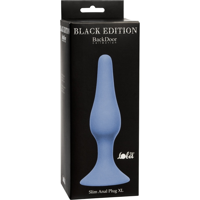 Синяя анальная пробка Slim Anal Plug XL - 15,5 см - Back Door Collection Black Edition. Фотография 2.