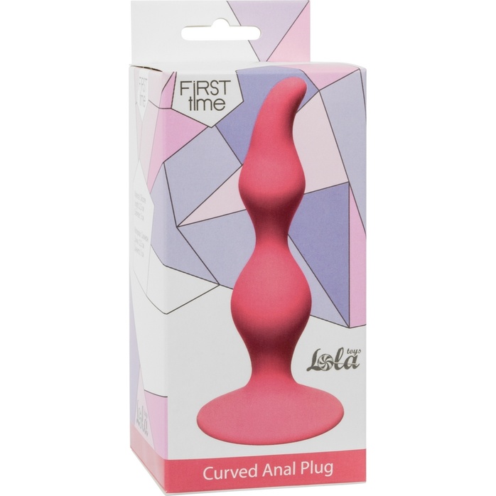 Розовая анальная пробка Curved Anal Plug Pink - 12,5 см - First Time. Фотография 2.