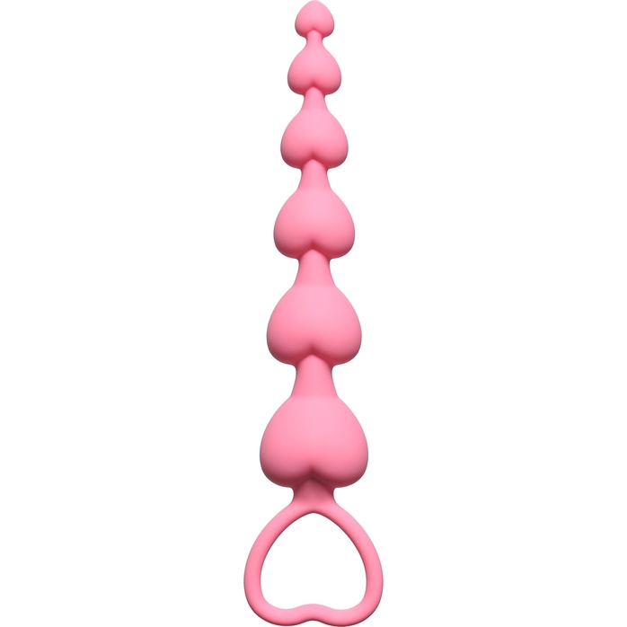 Розовая анальная цепочка Heart s Beads Pink - 18 см - First Time