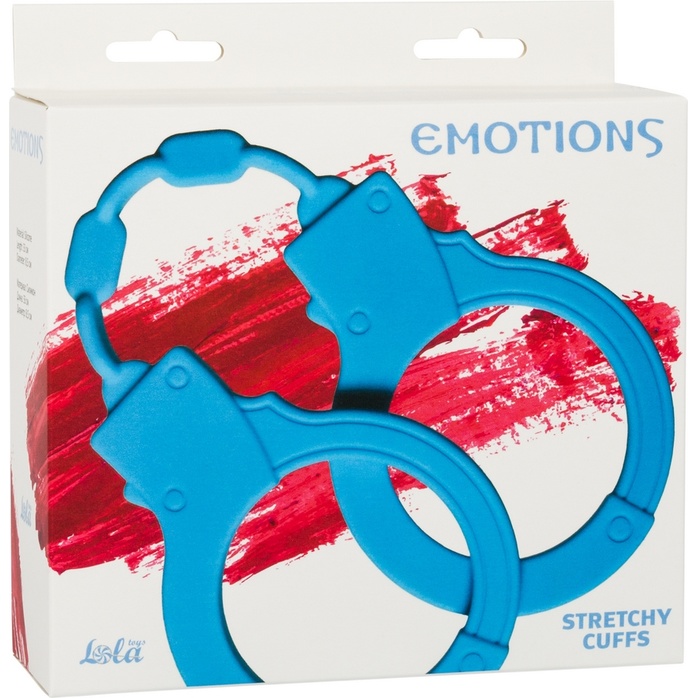 Голубые силиконовые наручники Stretchy Cuffs Turquoise - Emotions. Фотография 2.