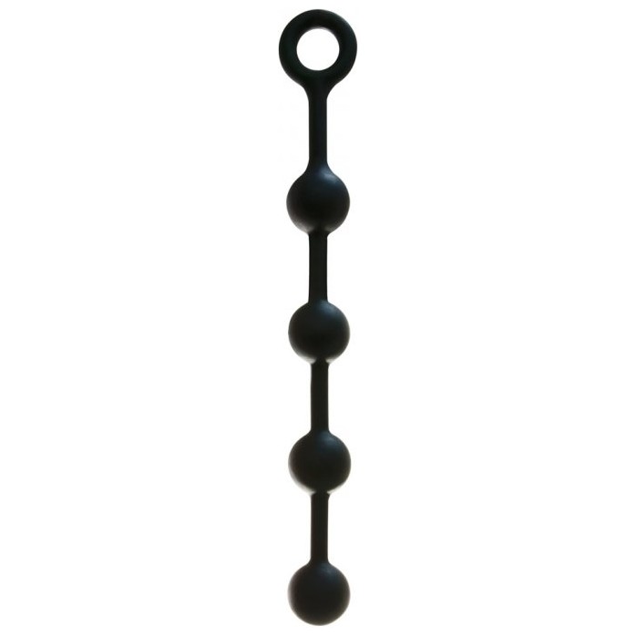Чёрная анальная цепочка из силикона - 38 см