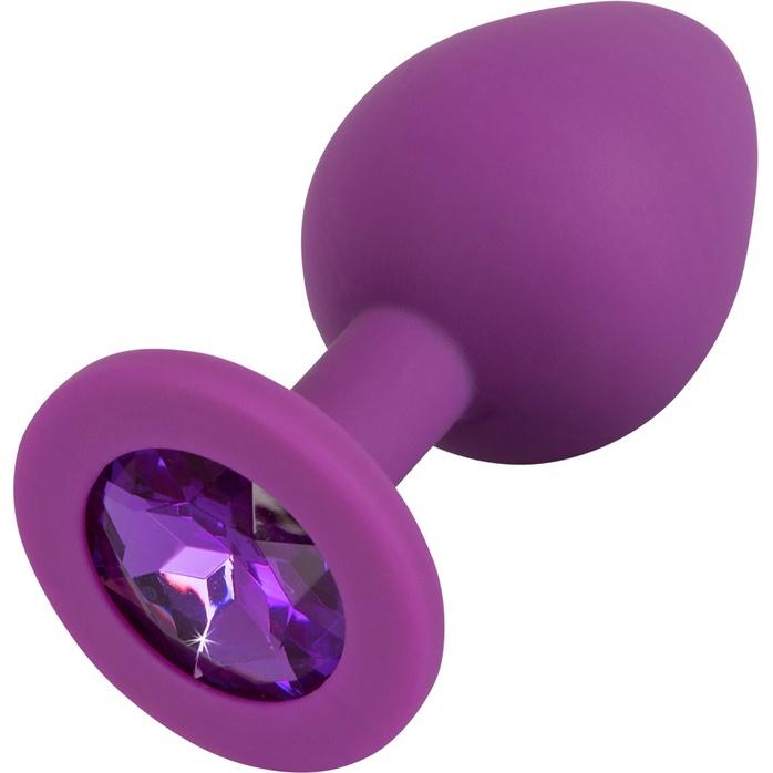 Фиолетовая анальная пробка с кристаллом - 8 см - You2Toys