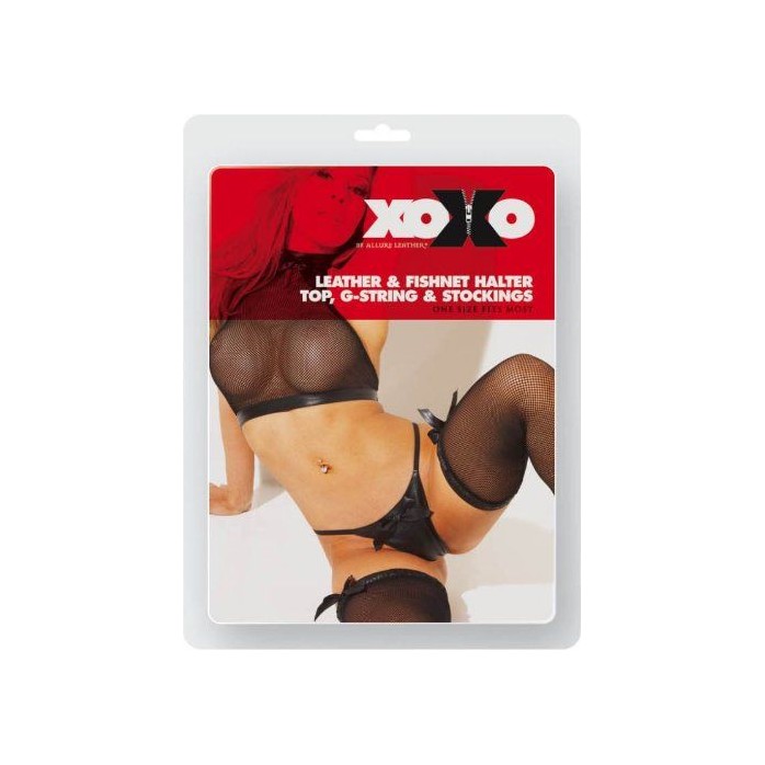 Трусики, топ и чулки с элементами из кожи - XOXO. Фотография 2.
