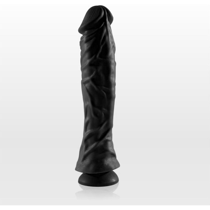 Чёрный фаллоимитатор на присоске с ярко выраженным рельефом - 21,5 см - Real Toys Collection