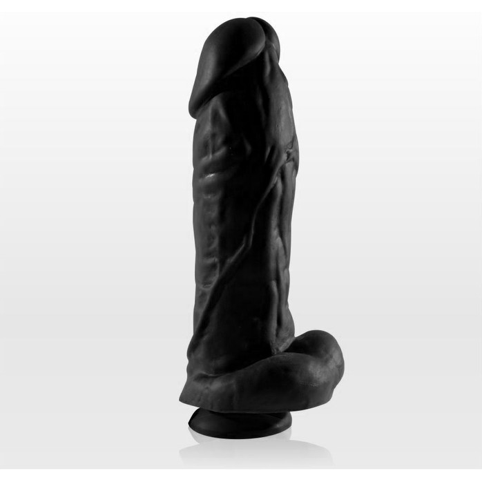 Чёрный фаллоимитатор с пышным стволом и присоской - 20,5 см - Real Toys Collection