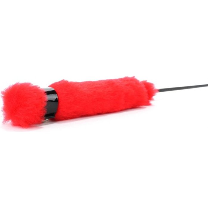Лаковый стек с красной меховой ручкой - 64 см - BDSM Light. Фотография 3.