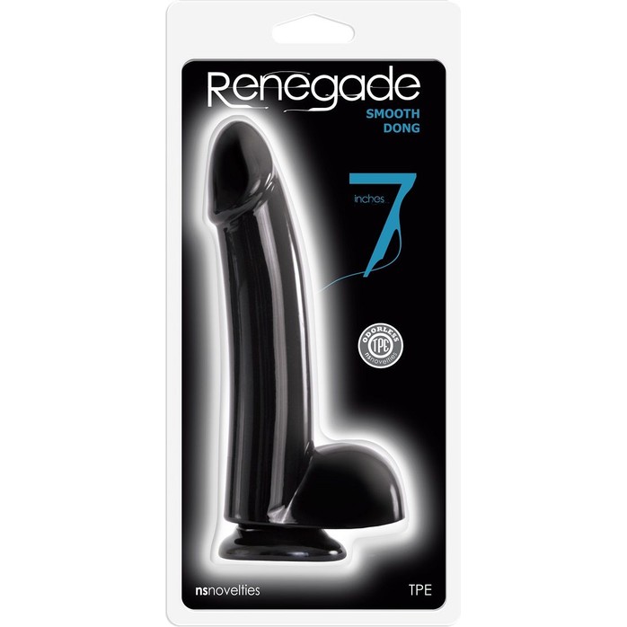 Чёрный гладкий фаллоимитатор Renegade 7 Smooth Dong - 19,8 см - Renegade. Фотография 2.