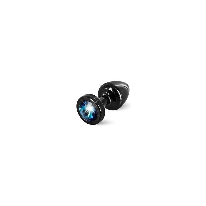 Чёрная пробка с голубым кристаллом ANNI round black T1 Blue - 6 см